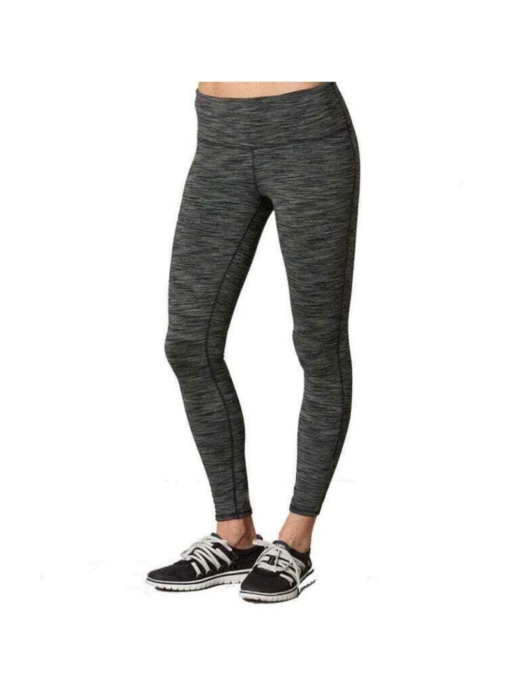prAna Caraway Black Grey Spacedye Athletic Leggings Yoga Tights High Rise M
